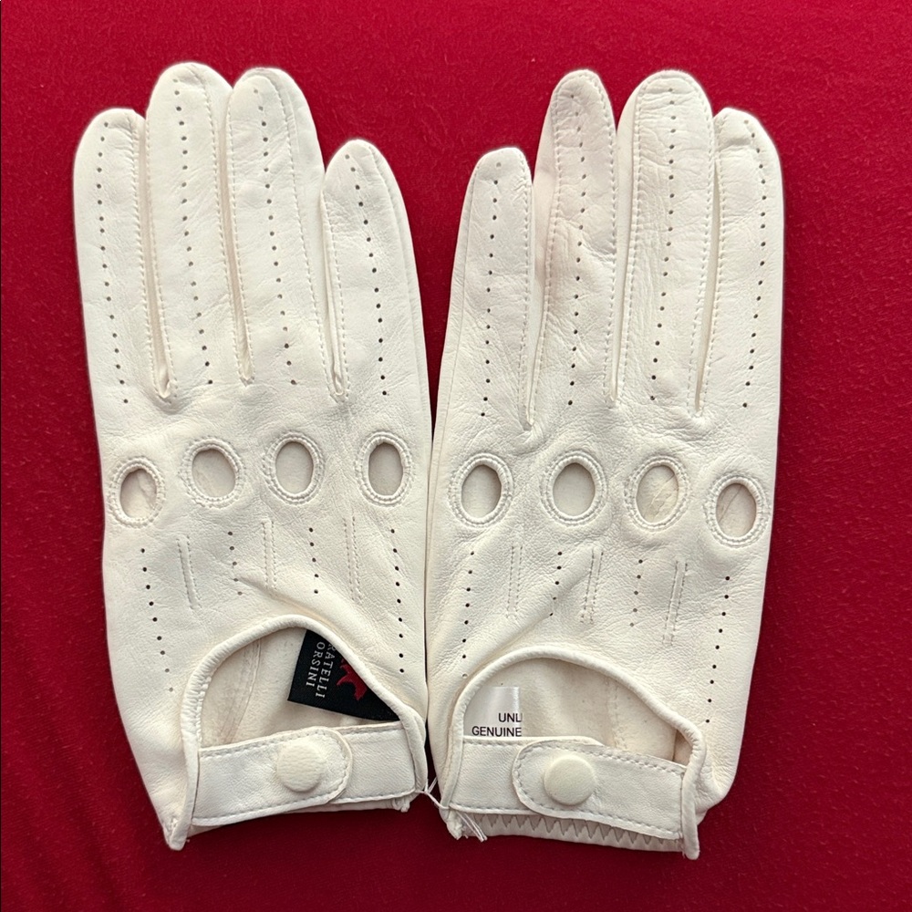 Fratelli Orsini Men’s White Leather Driving Gloves